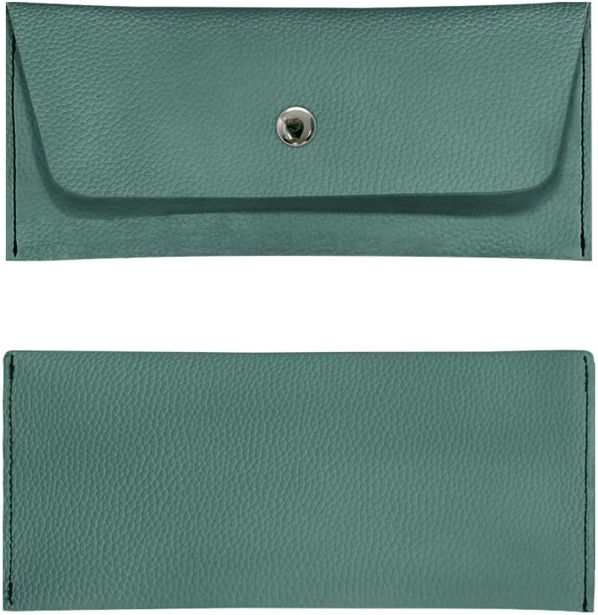 Green Skinny Long Wallet for Womens Casual Lightweight Clutch Bag Cash Purse with Metal Snap Button for Travel Business School Daily Outdoor Use