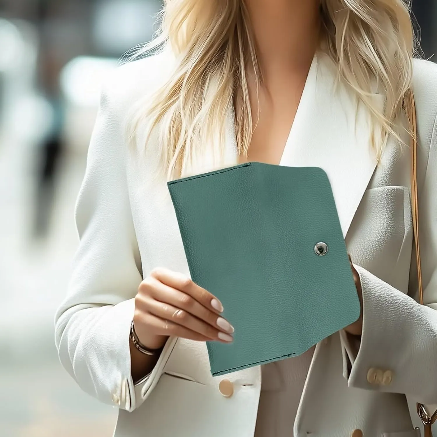Green Skinny Long Wallet for Womens Casual Lightweight Clutch Bag Cash Purse with Metal Snap Button for Travel Business School Daily Outdoor Use
