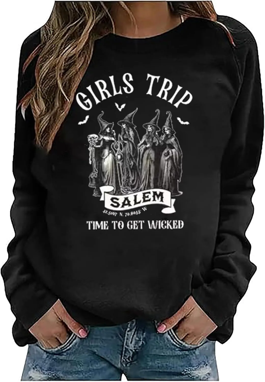 Halloween Sweatshirt - Women & Girls Graphic Pullover Tops