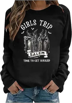 Halloween Sweatshirt - Women & Girls Graphic Pullover Tops