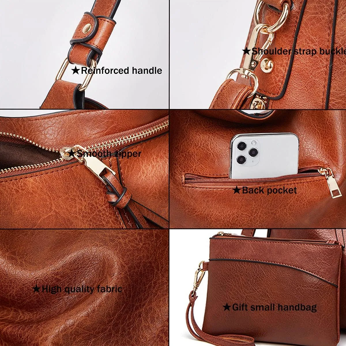 Hobo Bags for Women PU Leather Handbags Ladies Shoulder Bag Crossbody Bag Top Handle Tote Bucket Purse