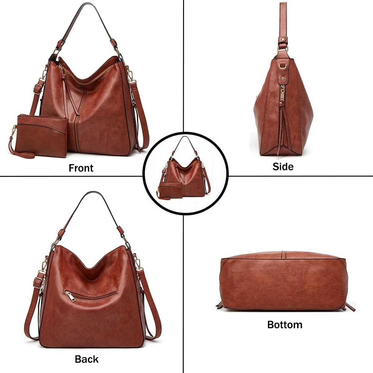 Hobo Bags for Women PU Leather Handbags Ladies Shoulder Bag Crossbody Bag Top Handle Tote Bucket Purse