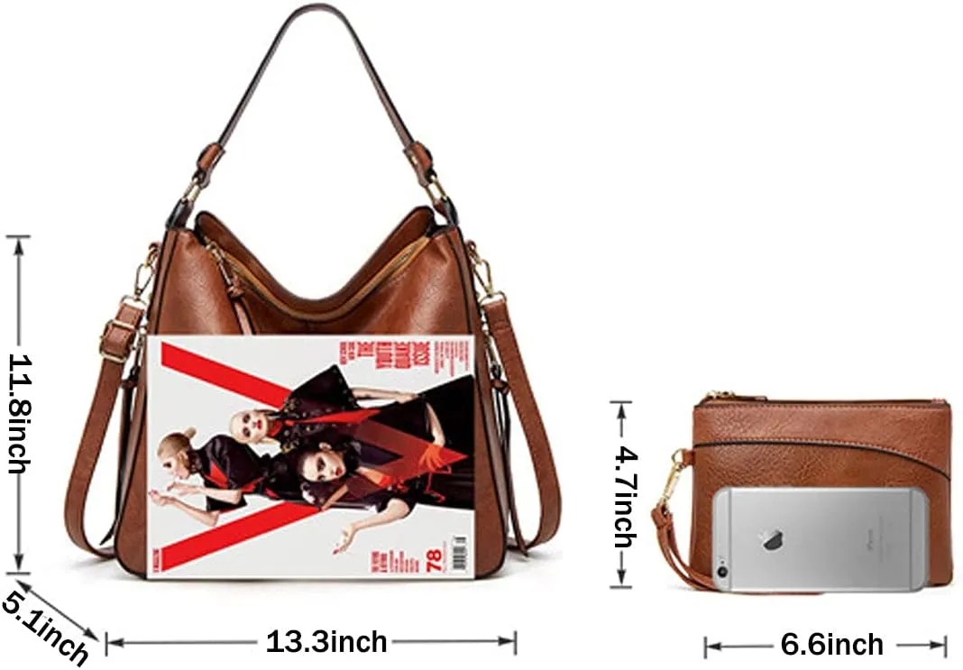 Hobo Bags for Women PU Leather Handbags Ladies Shoulder Bag Crossbody Bag Top Handle Tote Bucket Purse