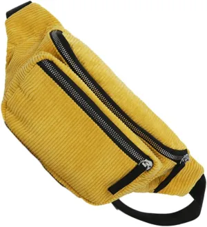 Homoyoyo Yellow Corduroy Chest Pack for Women Fashionable Waist Bag with Capacity Stylish Design for Travel Shopping and Outdoor Activities