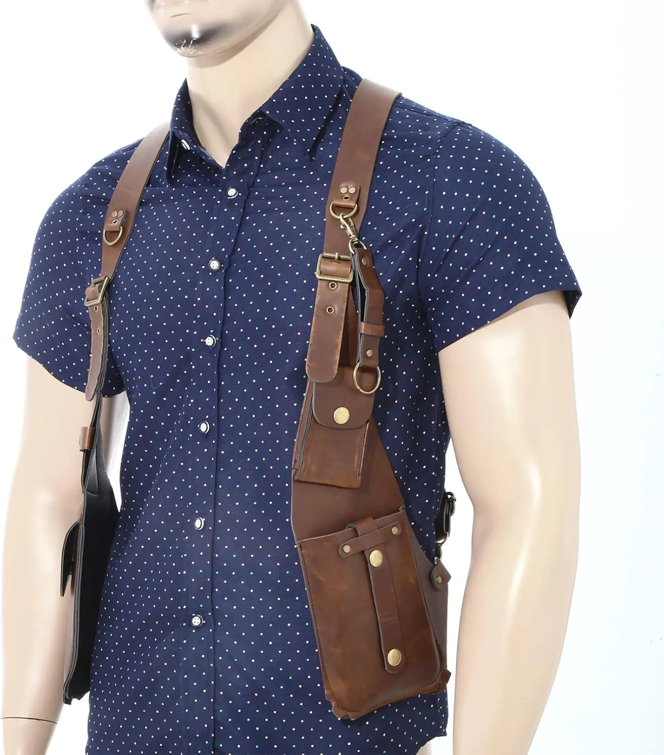 iiniim Women Mens Leather Underarm Shoulder Waist Holster Outdoor Travel Bag Anti-Theft Hidden Underarm Strap Wallet