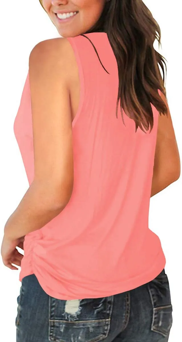 Jescakoo V Neck Tank Tops for Women Casual Sleeveless Shirts Loose Fit Summer