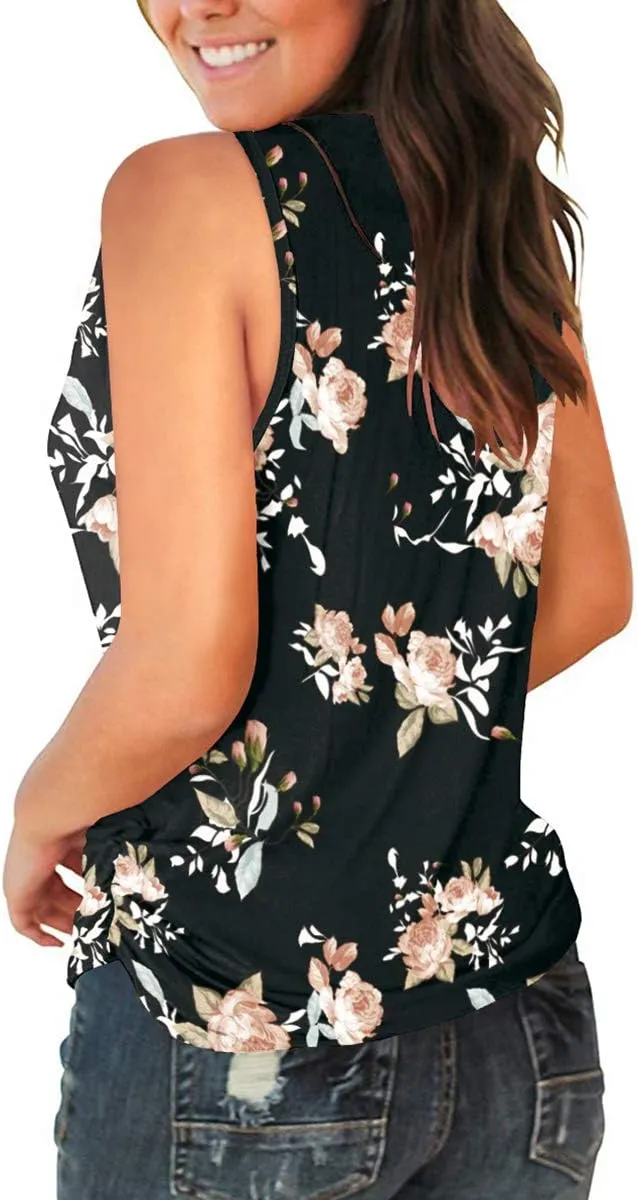 Jescakoo V Neck Tank Tops for Women Casual Sleeveless Shirts Loose Fit Summer