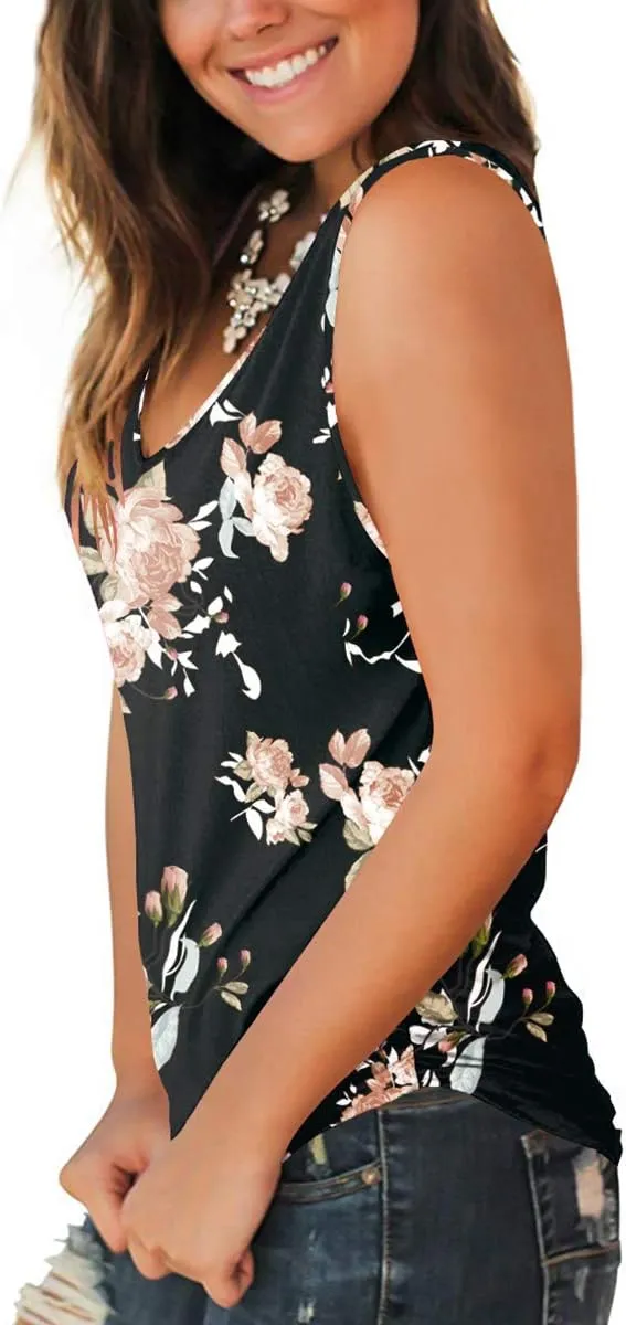 Jescakoo V Neck Tank Tops for Women Casual Sleeveless Shirts Loose Fit Summer