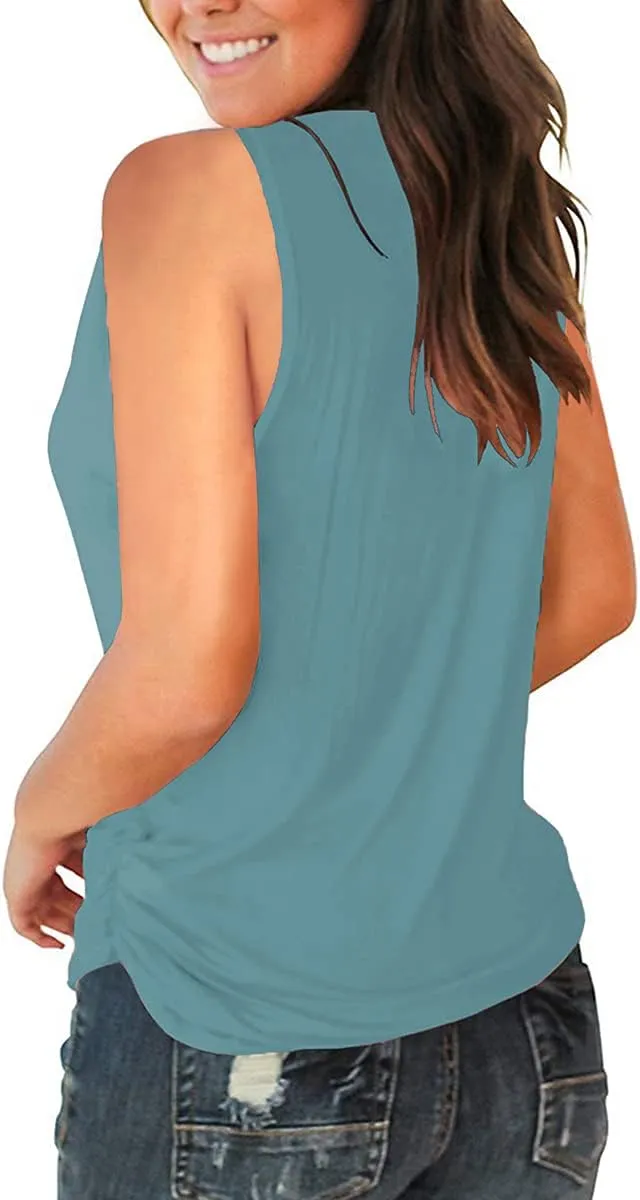 Jescakoo V Neck Tank Tops for Women Casual Sleeveless Shirts Loose Fit Summer
