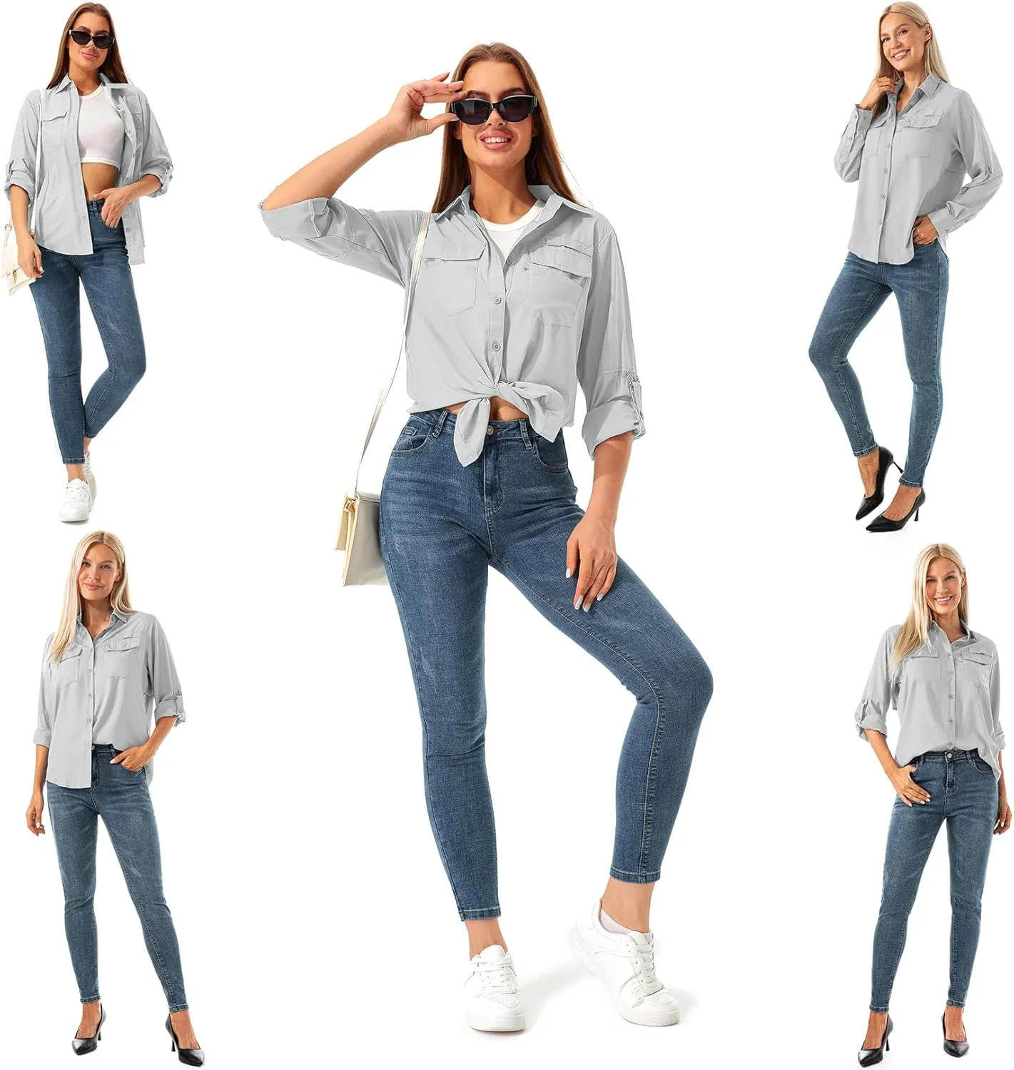 Jessie Kidden Women's Quick Dry Sun UV Protection Convertible Long Sleeve Shirts for Hiking Camping Fishing Sailing