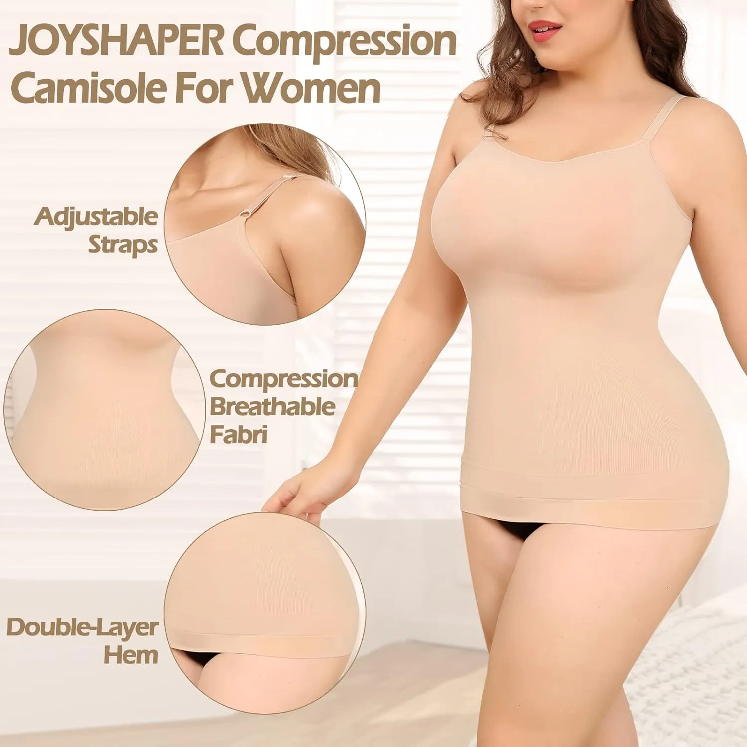 JOYSHAPER Women's Shapewear Camisole with Built in Bra Tummy Control Compression Tank Tops Body Shaper Padded Tanks