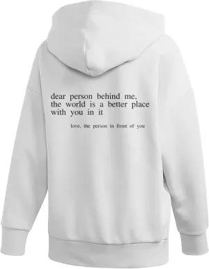 LASFOUR Trendy Oversized Hoodies With Words On Back for Teen Girls, Preppy Sweatshirts, Cute Oversized Shirts for Teen Girls
