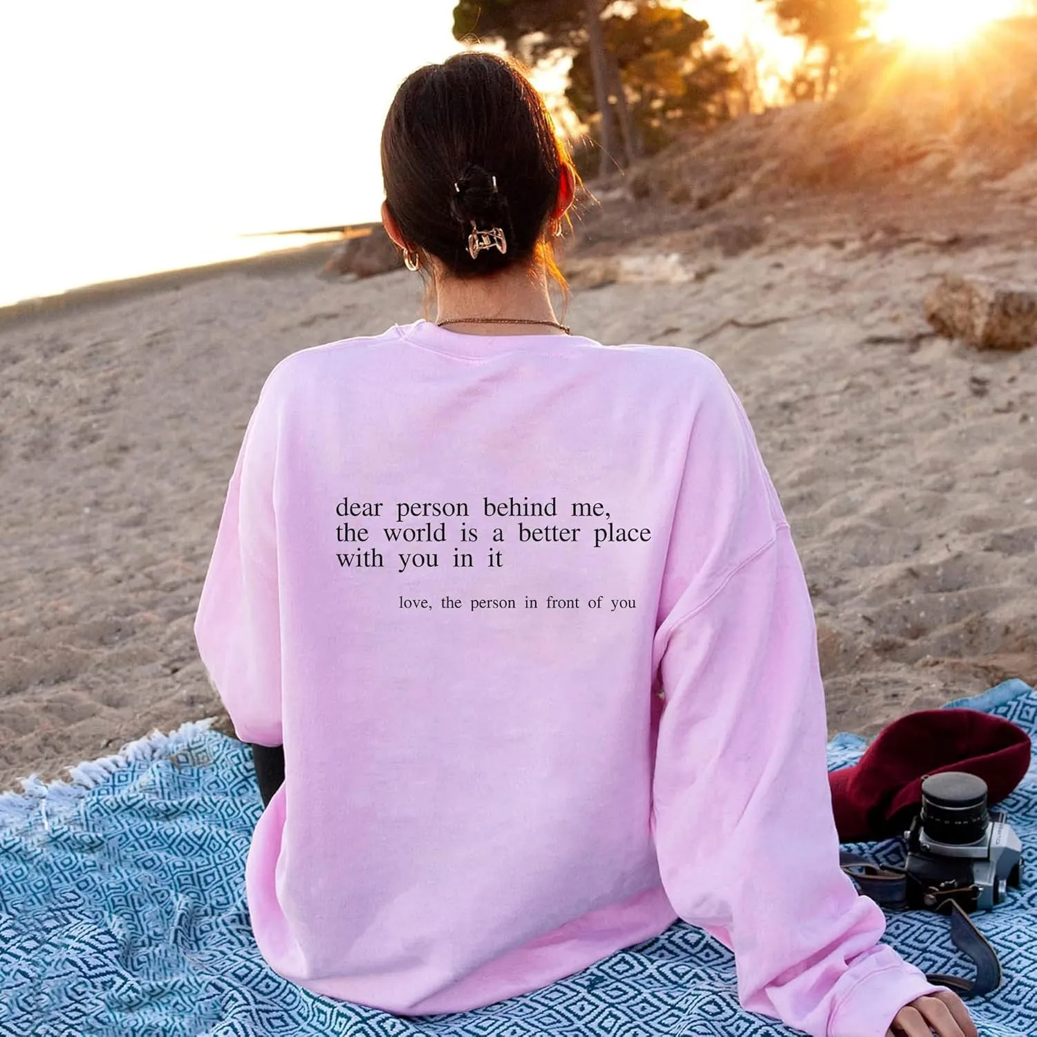 LASFOUR Trendy Oversized Hoodies With Words On Back for Teen Girls, Preppy Sweatshirts, Cute Oversized Shirts for Teen Girls