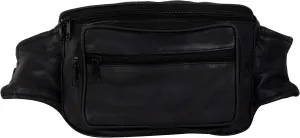 Liberty Leather Genuine Leather Waist Bag | Multi-Pocket Fanny Pack for Outdoor Use, Travel | Adjustable Waist Strap Bum Pack for Walking, Cycling, Running, Fashion (BLACK, 207)