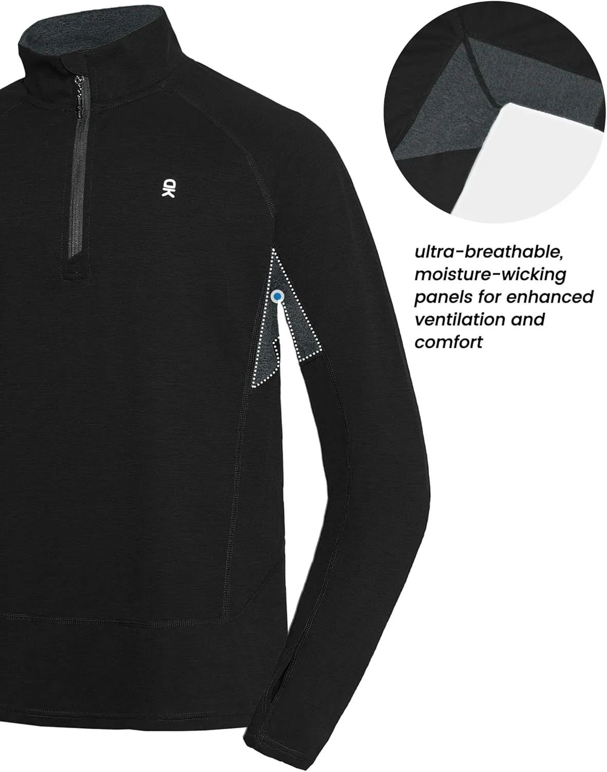Little Donkey Andy Men's Lightweight Quarter Zip Pullover,UPF 50  Long Sleeve Athletic Shirts for Outdoor Running Golf
