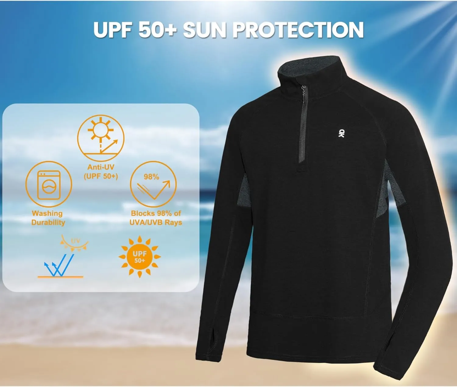 Little Donkey Andy Men's Lightweight Quarter Zip Pullover,UPF 50  Long Sleeve Athletic Shirts for Outdoor Running Golf