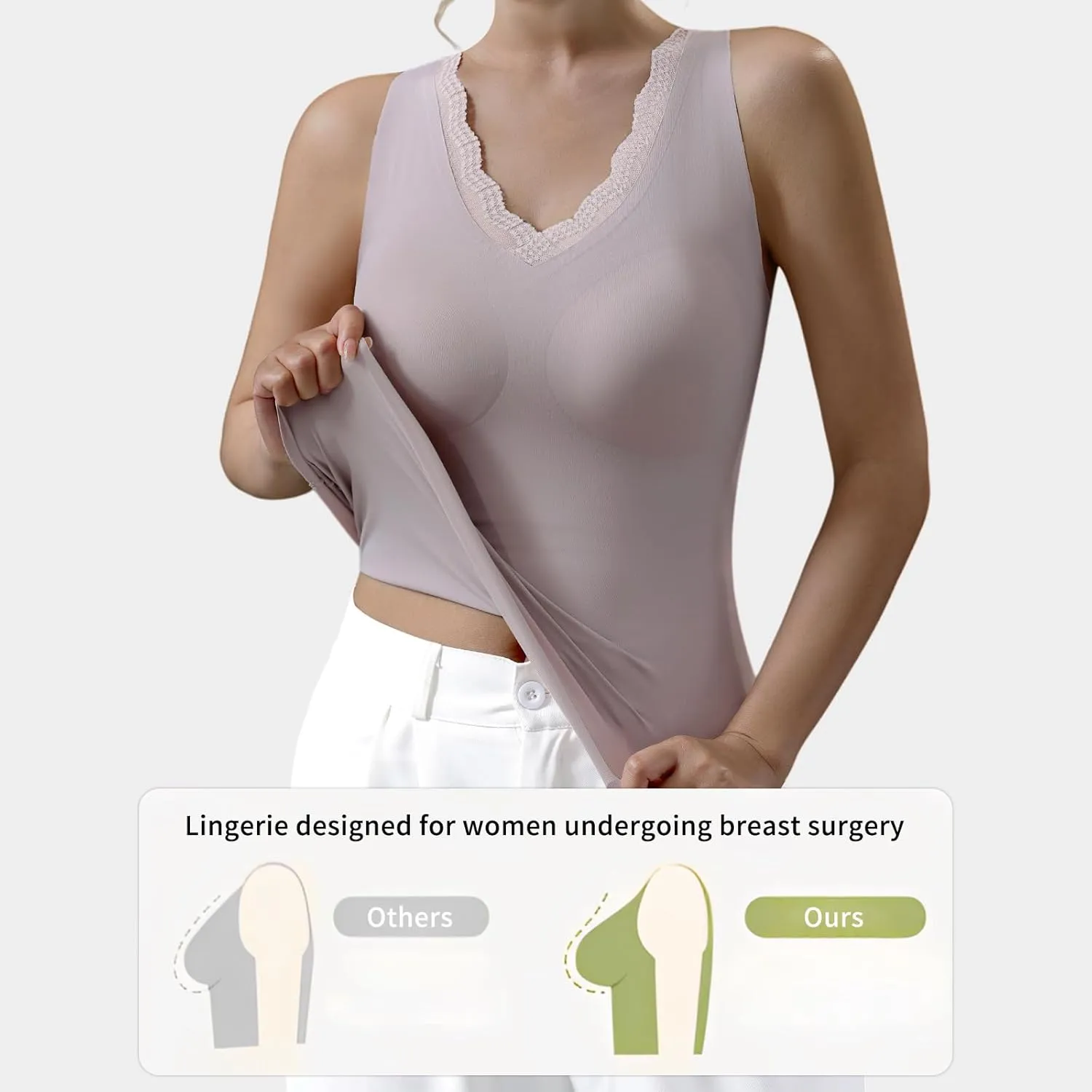 Mastectomy Camisoles with Prosthesis Breast, Women Tank Top with Prosthesis Breast for Post Mastectomy