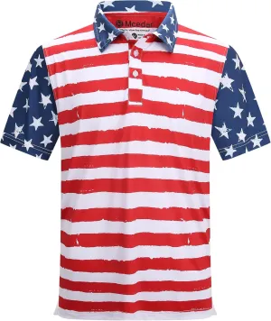 MCEDAR Mens Golf Polo Shirts Dry Fit Short Sleeve Performance Moisture Wicking Hawaiian Floral Print Casual Shirt S-3XL