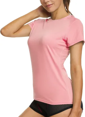 MEETYOO Womens Short Sleeve Rash Guard Swim, Quick Dry Outdoor Sun Protection T-Shirt