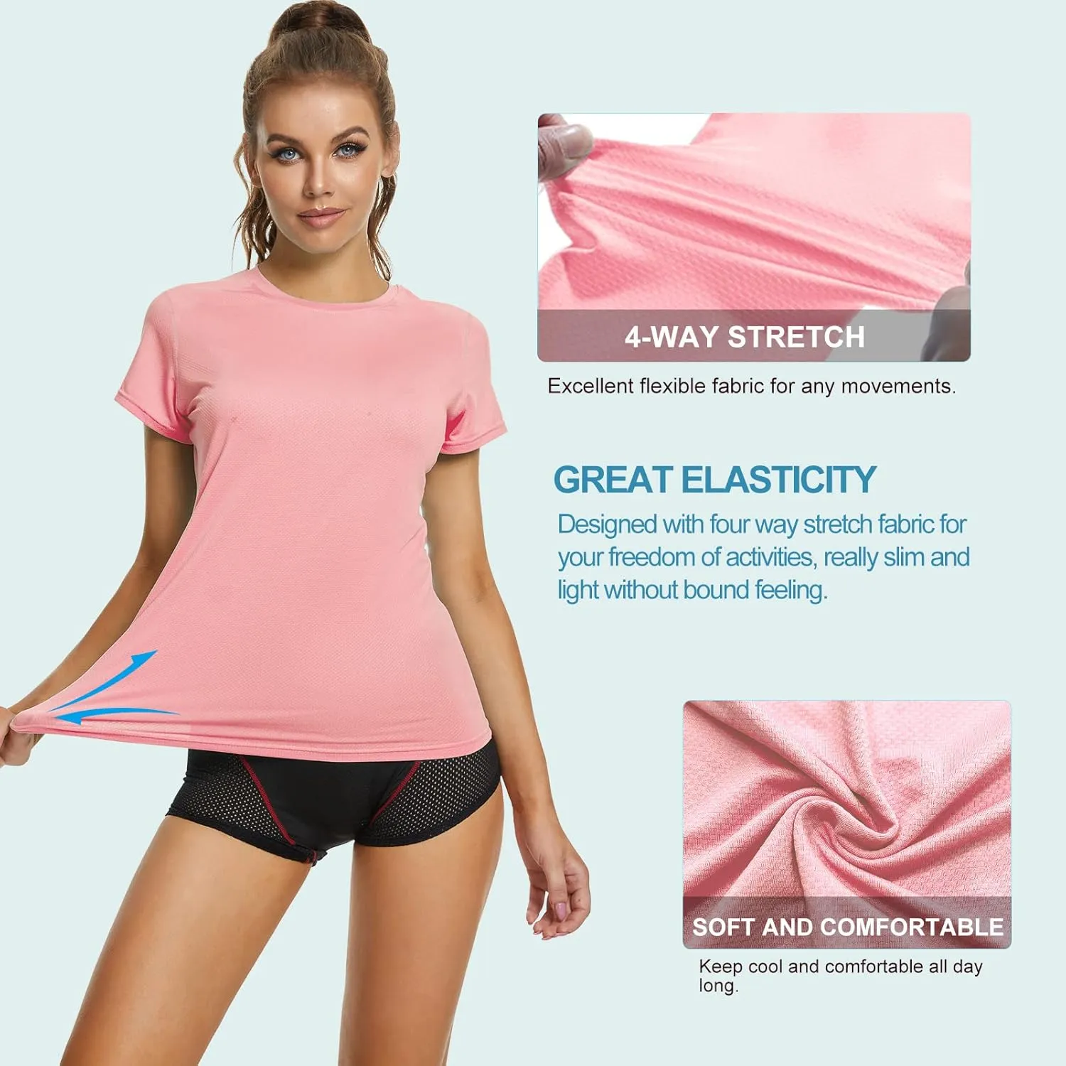 MEETYOO Womens Short Sleeve Rash Guard Swim, Quick Dry Outdoor Sun Protection T-Shirt