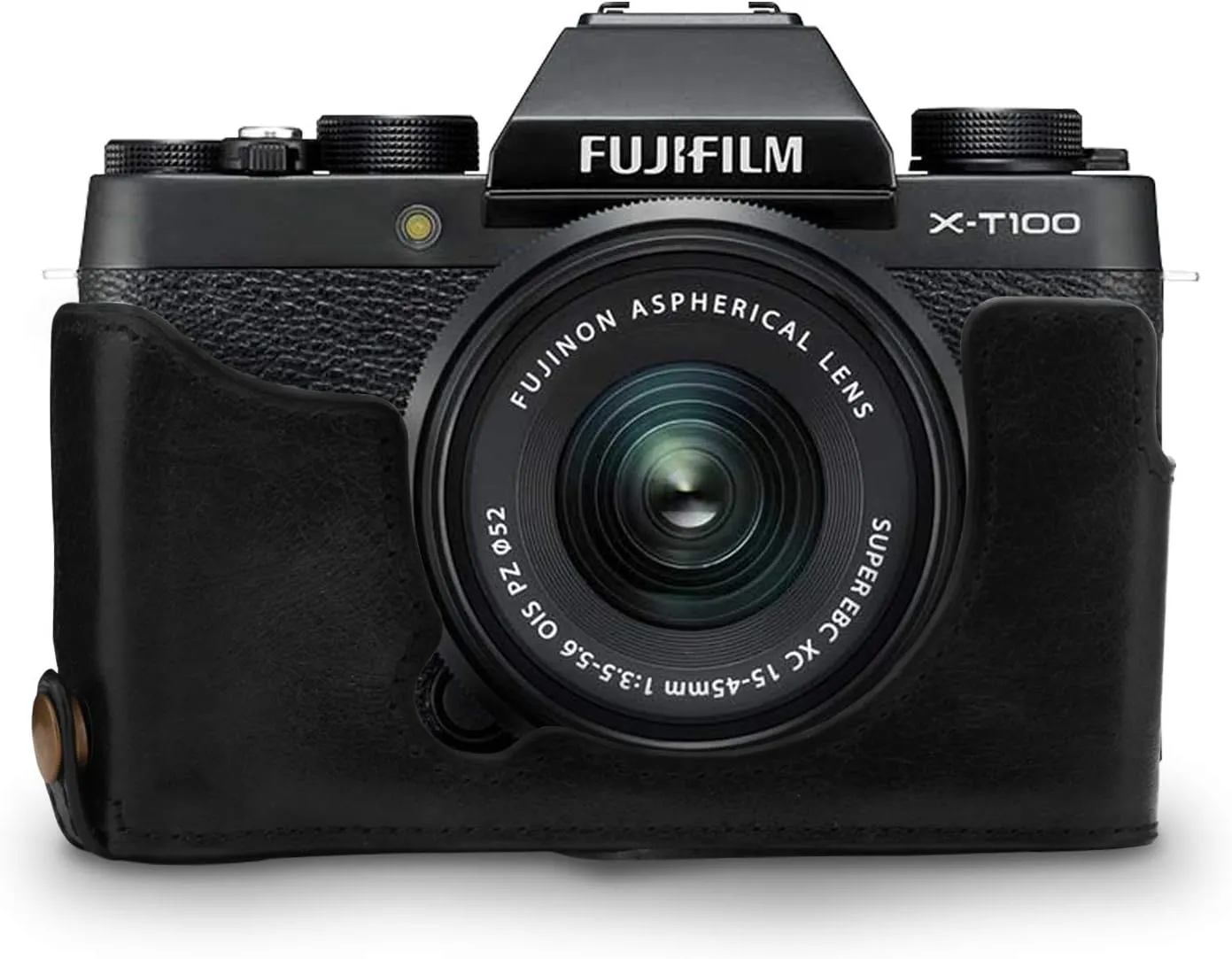 MegaGear Ever Ready Genuine Leather Camera Half Case and Strap Compatible with Fujifilm X-T100