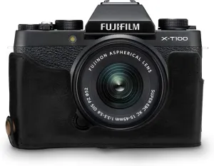 MegaGear Ever Ready Genuine Leather Camera Half Case and Strap Compatible with Fujifilm X-T100