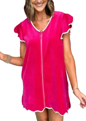 Melliflo Women's Color Block Sundress Ruffle Sleeve Zip Front Flowy Beach Cover Up V Neck Summer Mini Dress