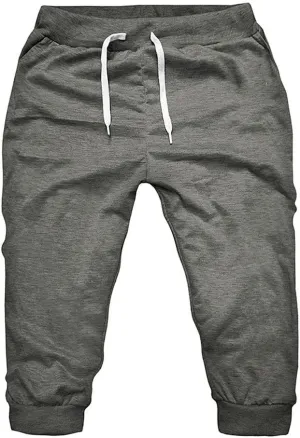 Mens 3/4 Joggers Capri Pants Slim Fit Lightweight Yoga Running Athletic Active Pants Casual Workout Gym Training Sweatpants