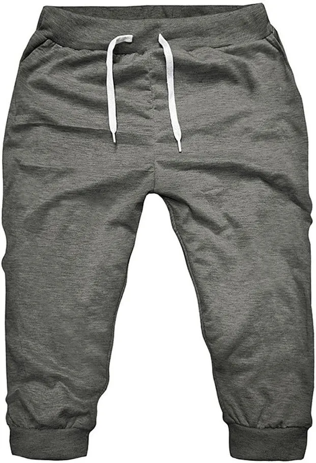 Mens 3/4 Joggers Capri Pants Slim Fit Lightweight Yoga Running Athletic Active Pants Casual Workout Gym Training Sweatpants