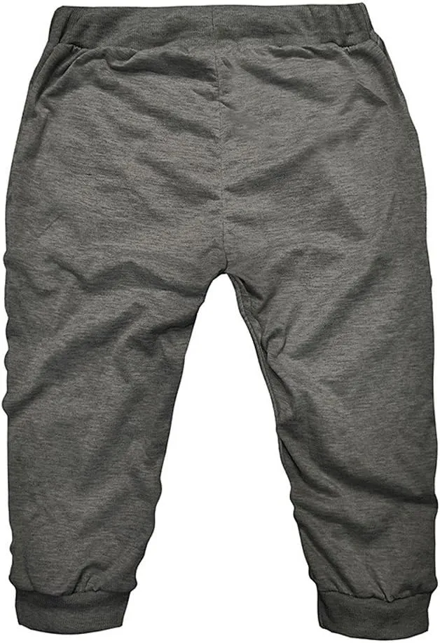 Mens 3/4 Joggers Capri Pants Slim Fit Lightweight Yoga Running Athletic Active Pants Casual Workout Gym Training Sweatpants
