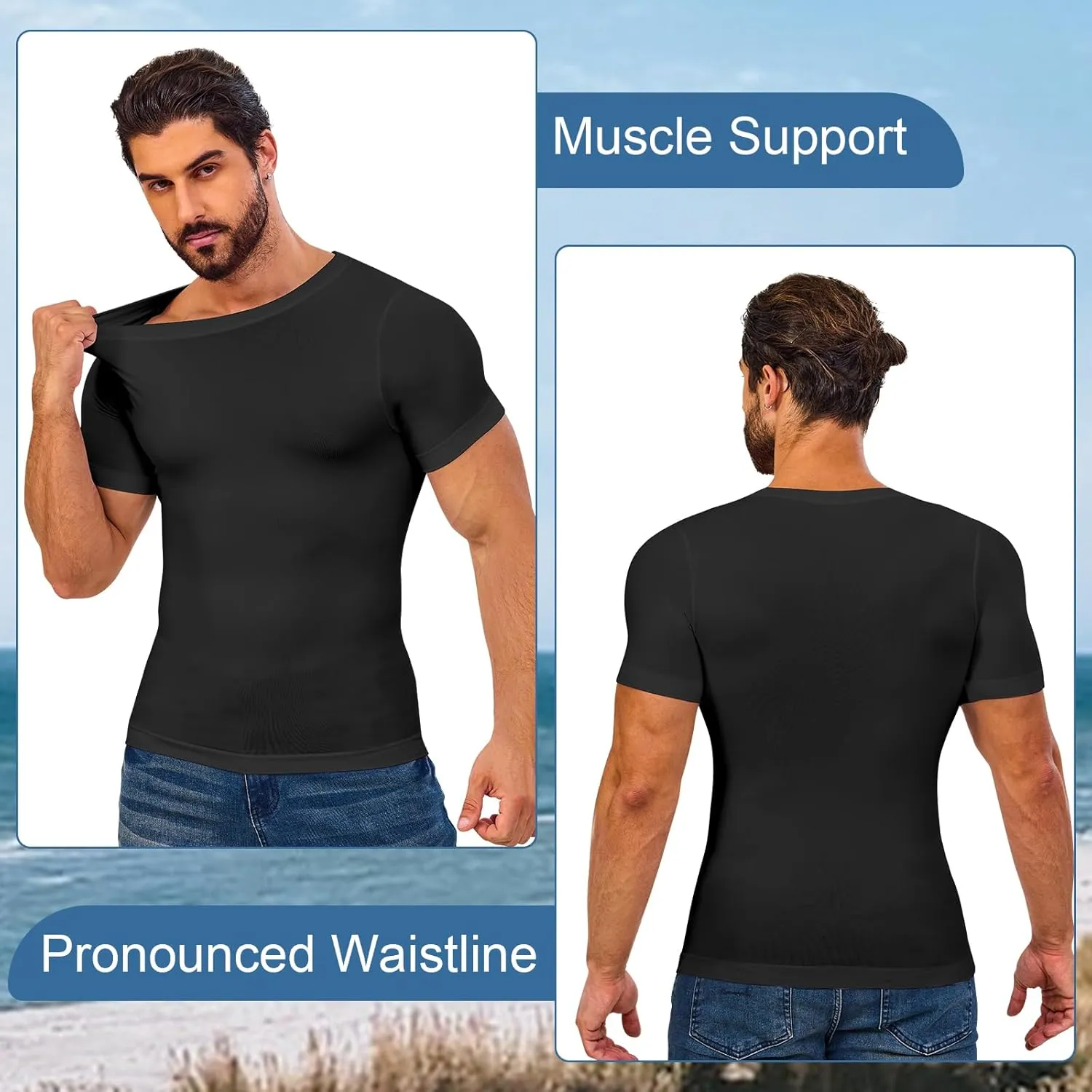 Mens Body Shaper Stomach Compression Shirt Slimming Undershirt Shapewear Gynecomastia Tummy Control Workout Tank Tops