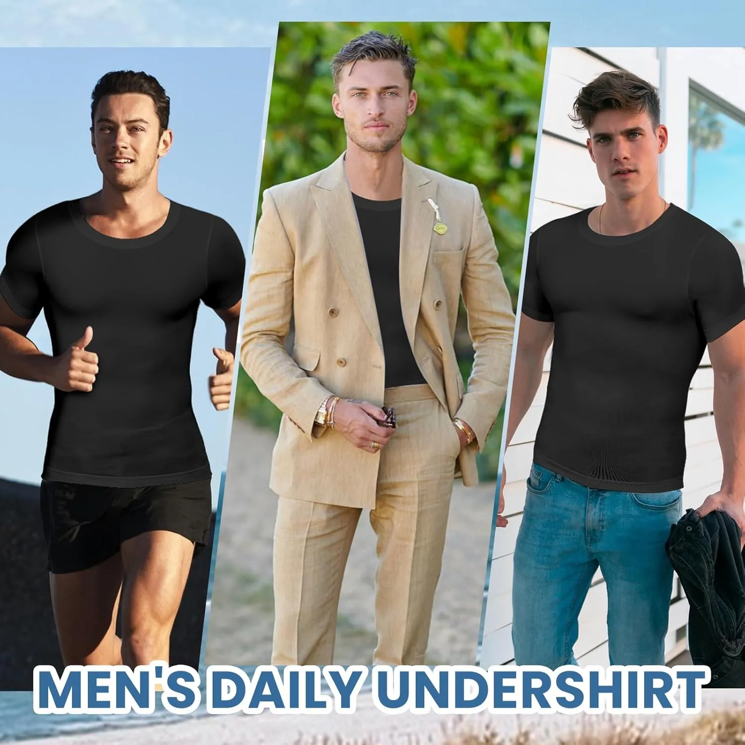 Mens Body Shaper Stomach Compression Shirt Slimming Undershirt Shapewear Gynecomastia Tummy Control Workout Tank Tops
