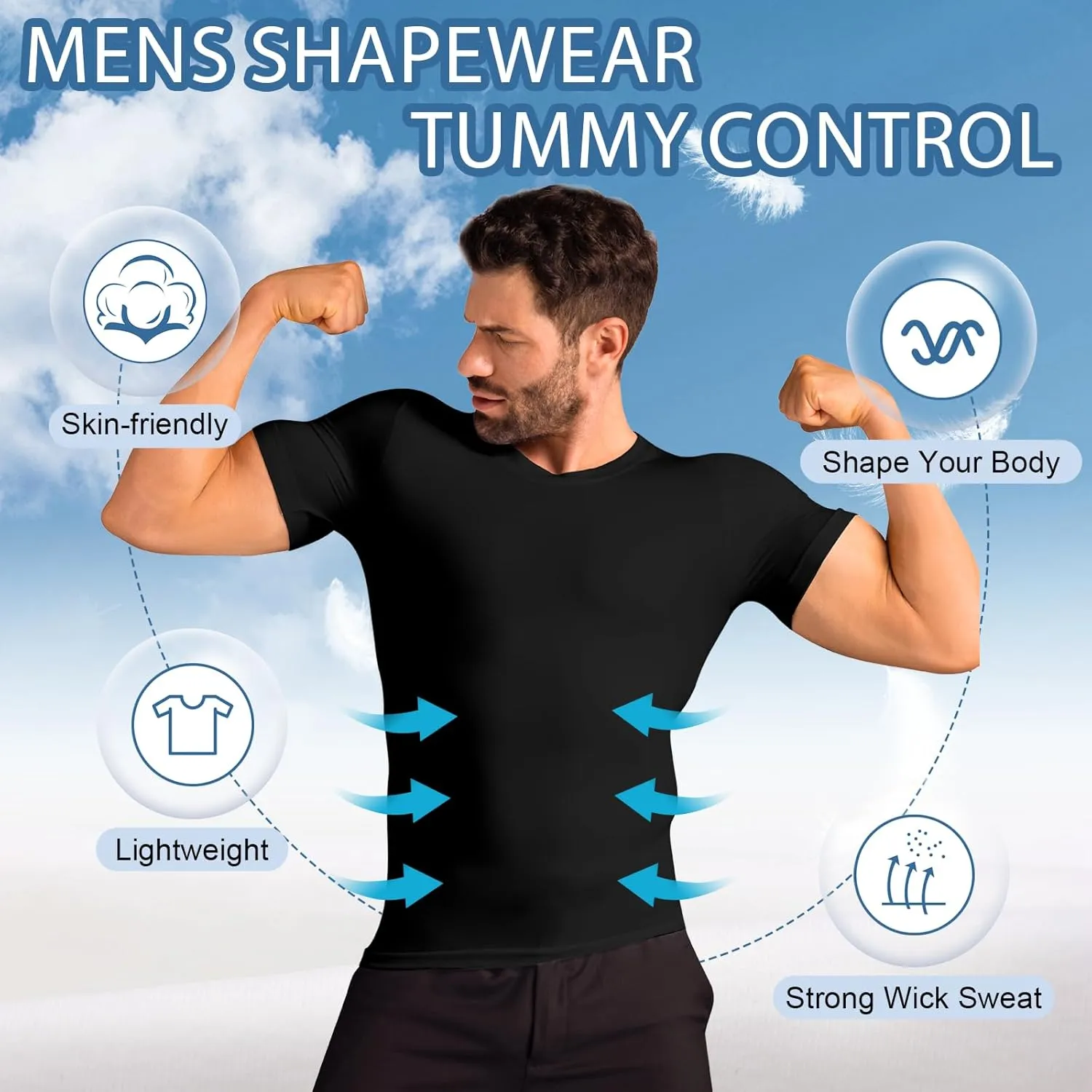 Mens Body Shaper Stomach Compression Shirt Slimming Undershirt Shapewear Gynecomastia Tummy Control Workout Tank Tops