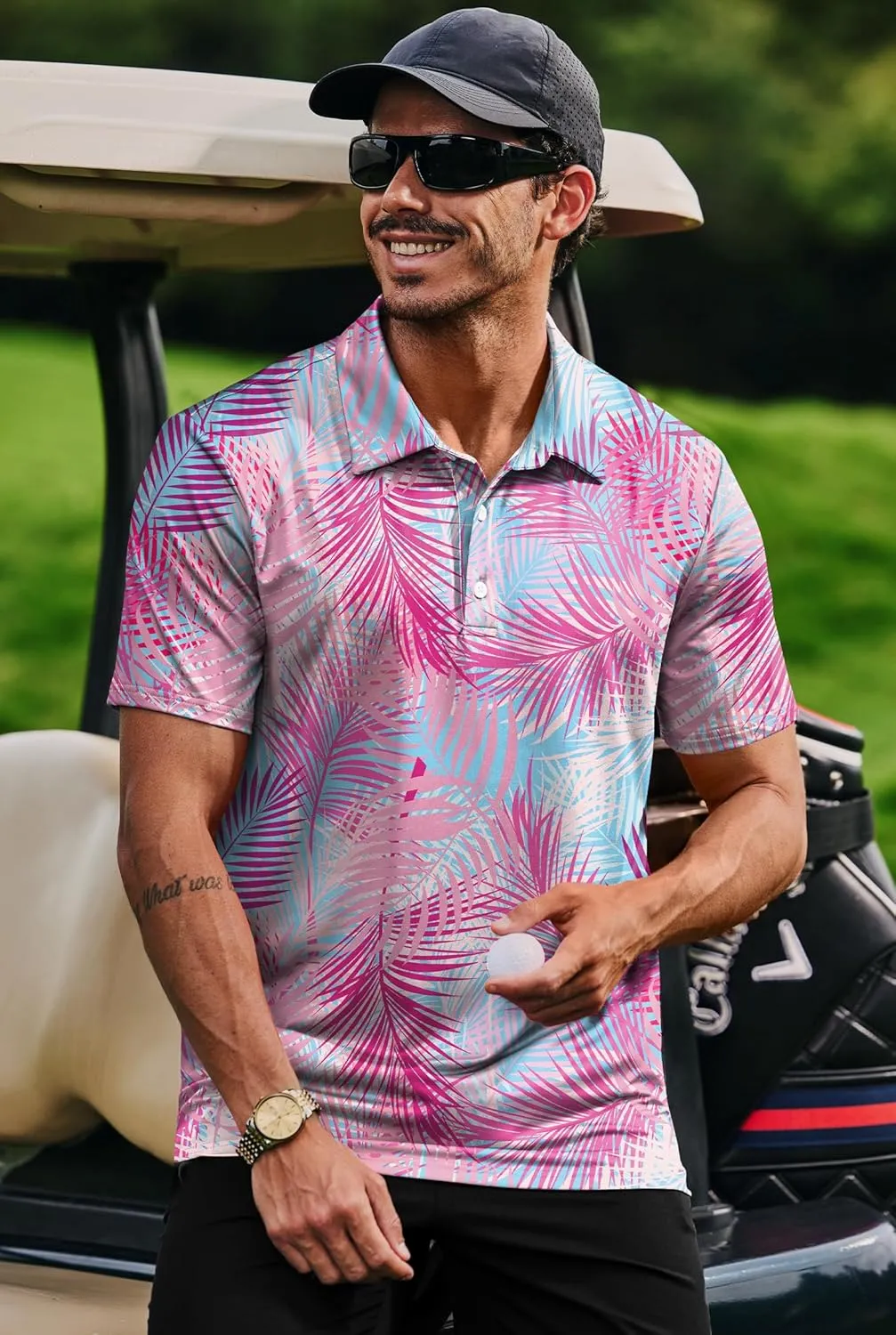 Men's Golf Polo Shirts Moisture Wicking Athletic Polos Dry Fit Performance Shirt (S-XXL)