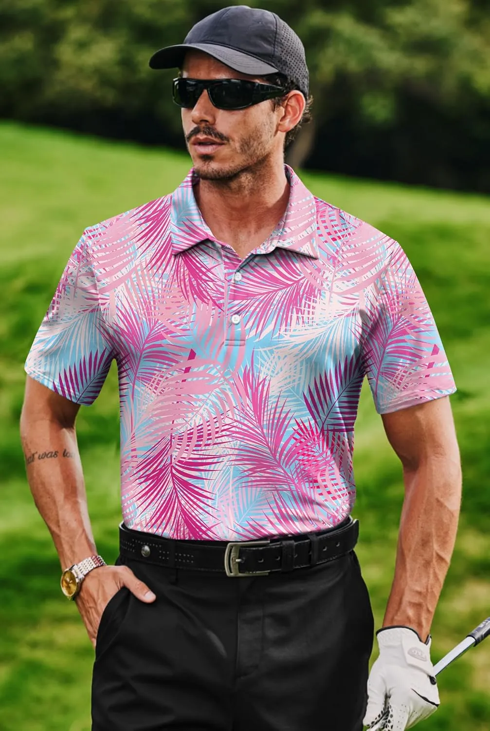 Men's Golf Polo Shirts Moisture Wicking Athletic Polos Dry Fit Performance Shirt (S-XXL)