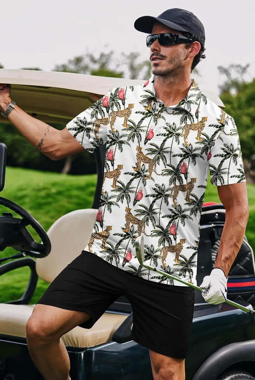 Men's Golf Polo Shirts Moisture Wicking Athletic Polos Dry Fit Performance Shirt (S-XXL)