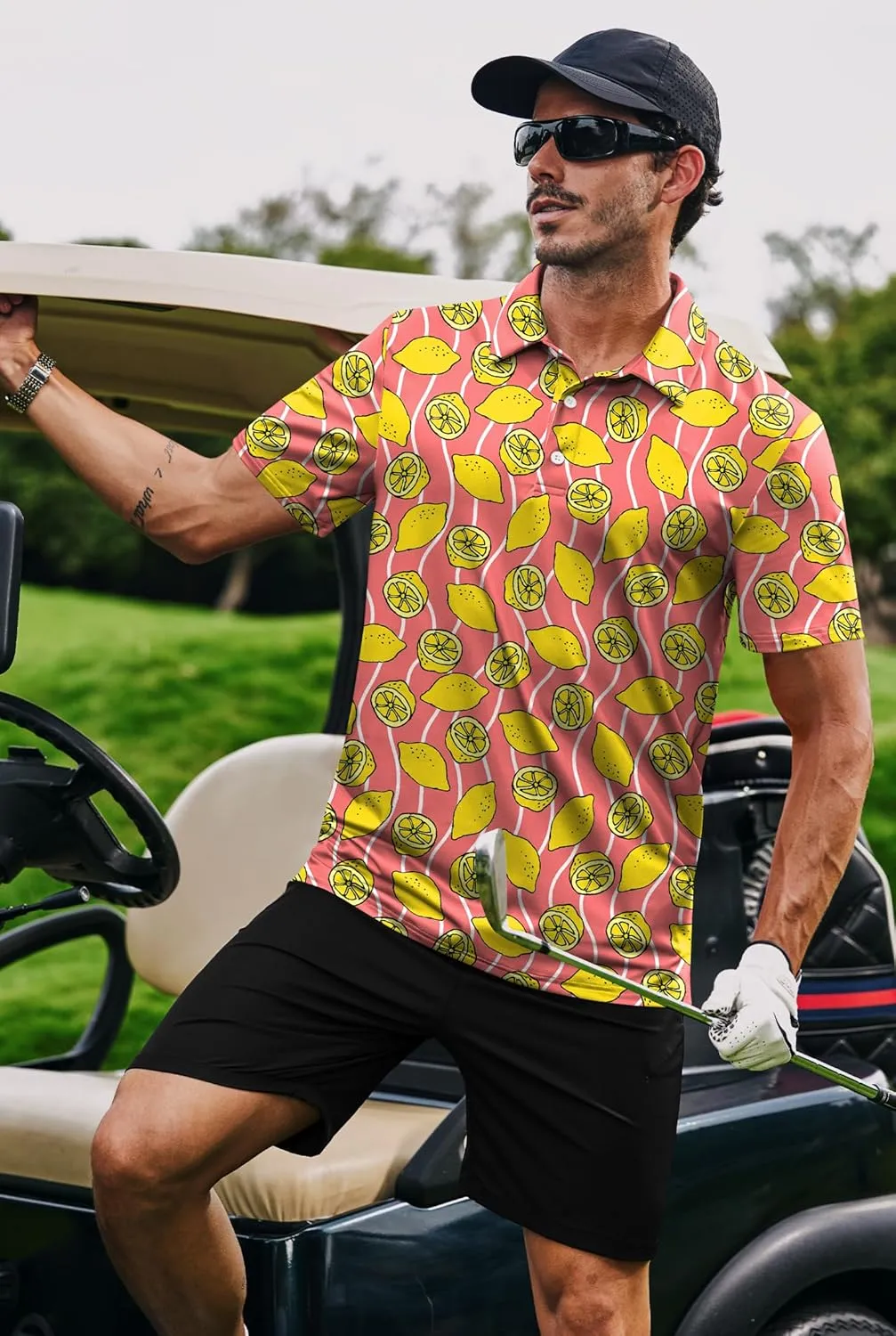 Men's Golf Polo Shirts Moisture Wicking Athletic Polos Dry Fit Performance Shirt (S-XXL)