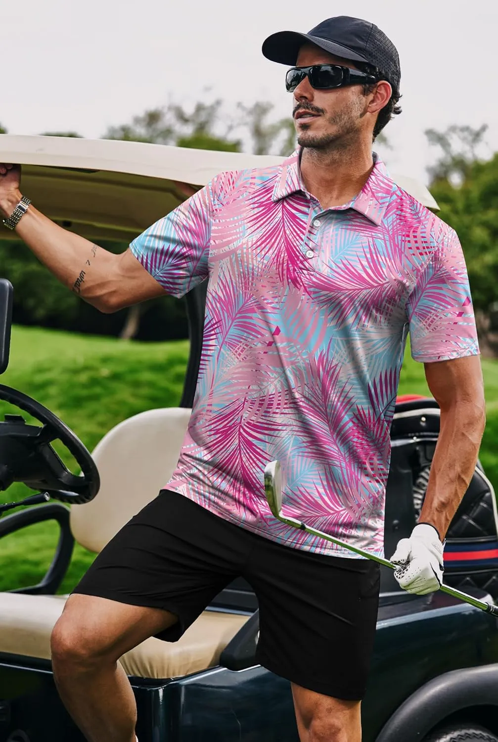 Men's Golf Polo Shirts Moisture Wicking Athletic Polos Dry Fit Performance Shirt (S-XXL)