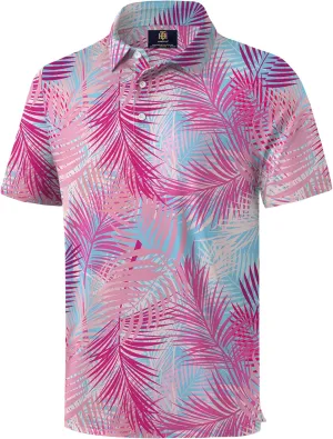 Men's Golf Polo Shirts Moisture Wicking Athletic Polos Dry Fit Performance Shirt (S-XXL)