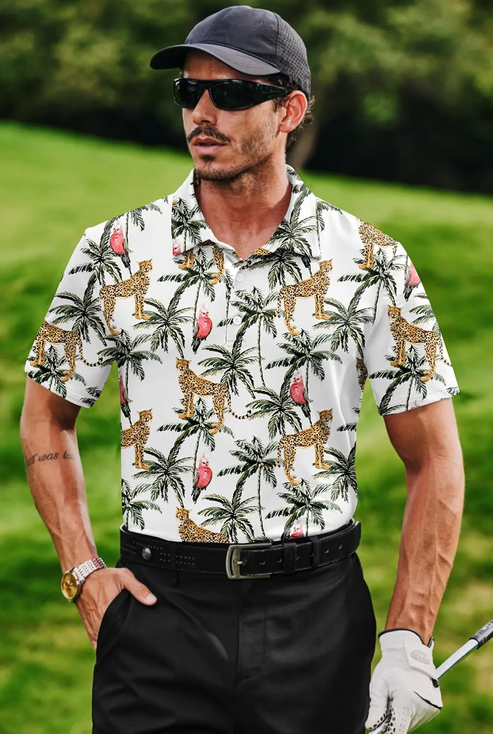Men's Golf Polo Shirts Moisture Wicking Athletic Polos Dry Fit Performance Shirt (S-XXL)