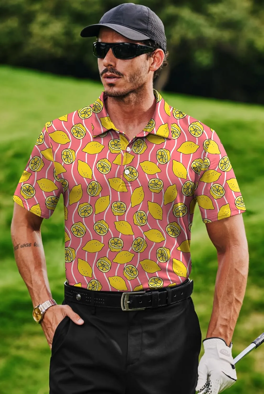 Men's Golf Polo Shirts Moisture Wicking Athletic Polos Dry Fit Performance Shirt (S-XXL)