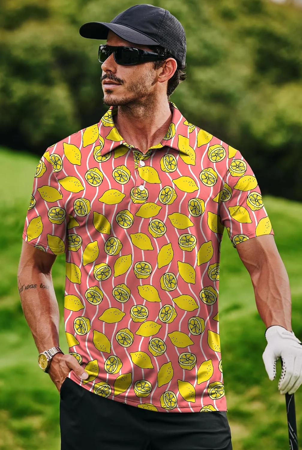 Men's Golf Polo Shirts Moisture Wicking Athletic Polos Dry Fit Performance Shirt (S-XXL)