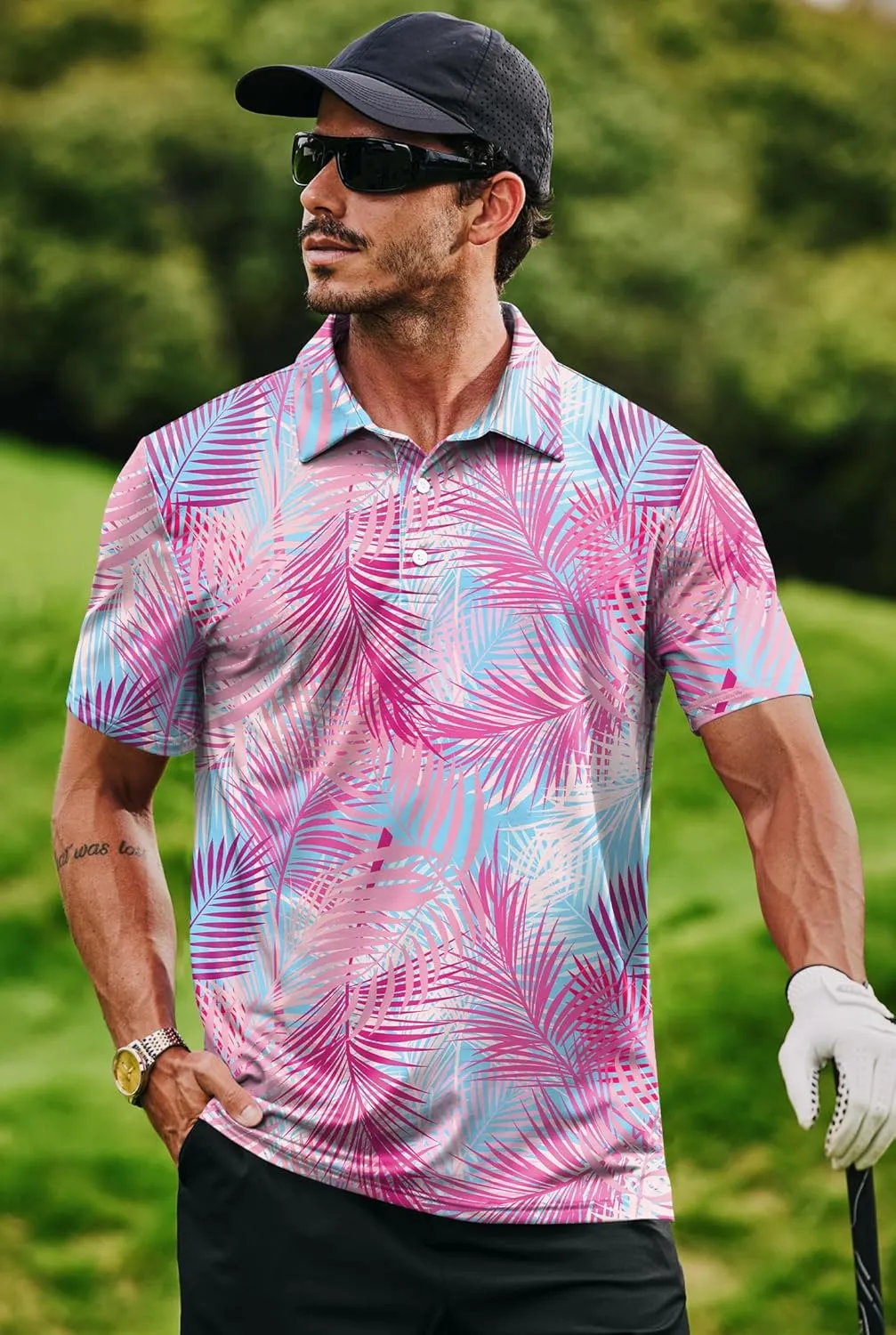 Men's Golf Polo Shirts Moisture Wicking Athletic Polos Dry Fit Performance Shirt (S-XXL)