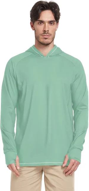 Mens Hoodie Sun Protection Long Sleeve Mens Sun Shirts UPF 50  Lightweight Rash Guard Hooded Beach Hoodie