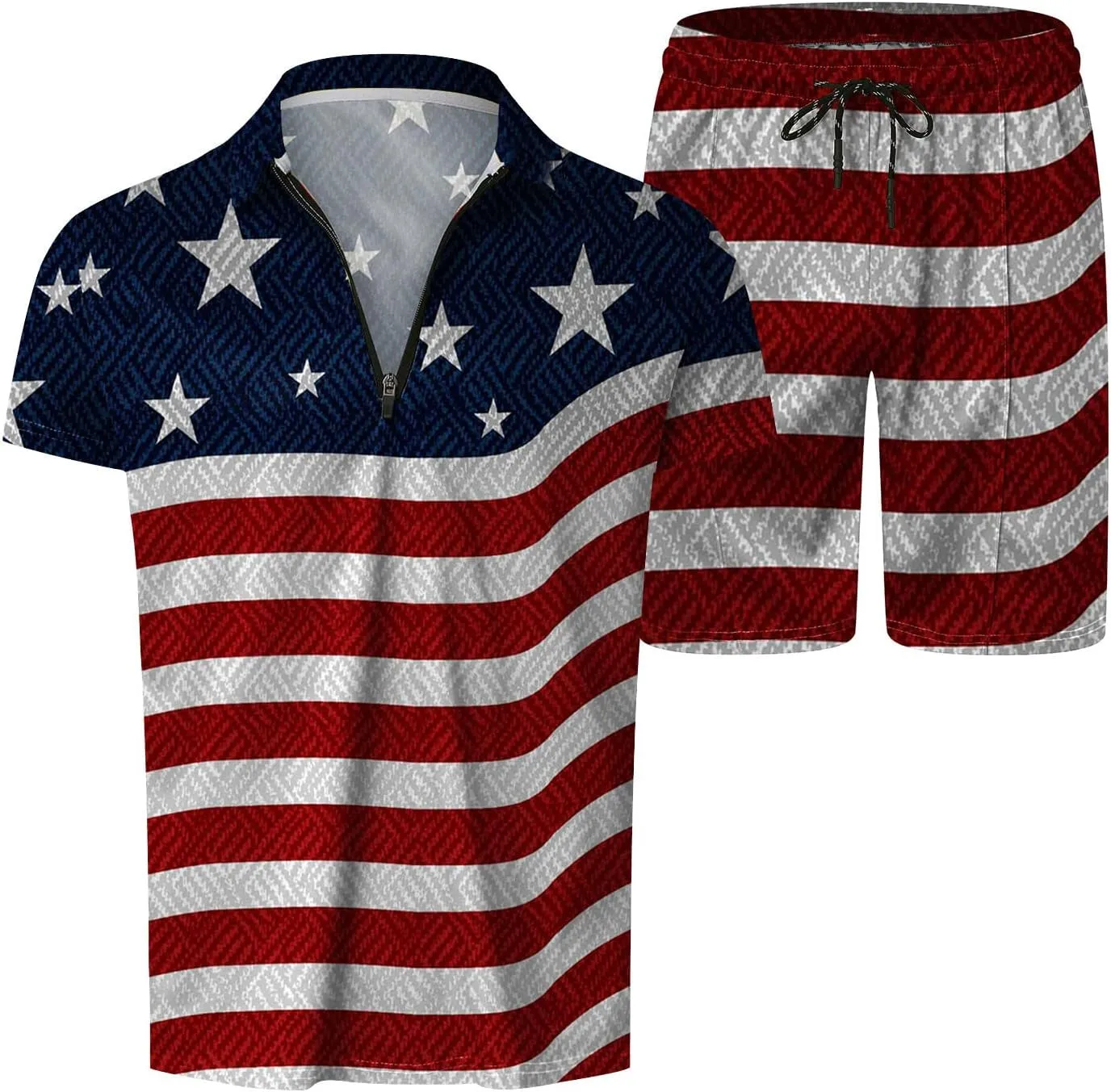 Mens Short Sets 2 Piece Outfits Matching Polo Shirts and Shorts Set Tracksuits