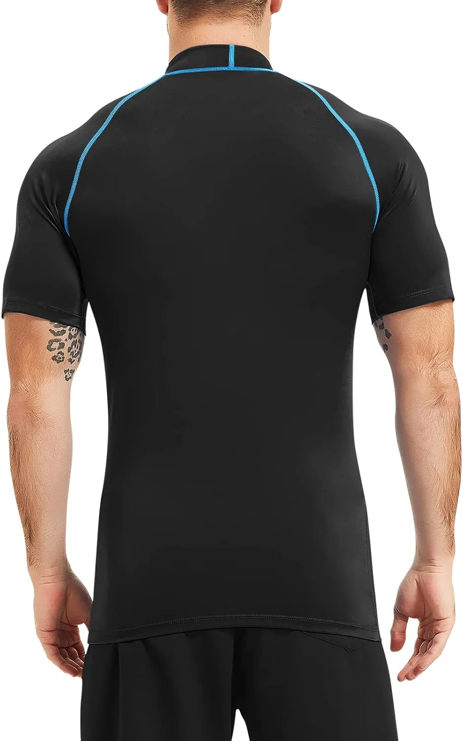 Mens Short Sleeve Rash Guard UPF 50  Sun Shirts Fishing Running Swimming Quick Dry Tops for Men