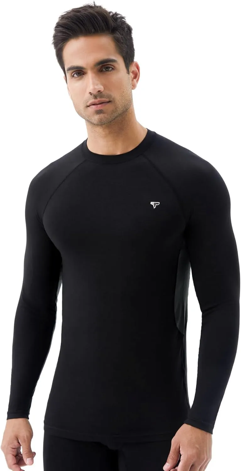 Mens Smart Thermal Base Layer - Long Sleeve Shirt with Temperature Regulation for Athletic, Hiking, Running