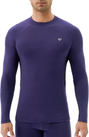 Mens Smart Thermal Base Layer - Long Sleeve Shirt with Temperature Regulation for Athletic, Hiking, Running