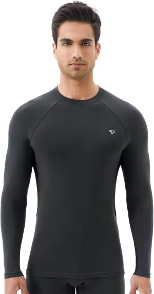 Mens Smart Thermal Base Layer - Long Sleeve Shirt with Temperature Regulation for Athletic, Hiking, Running