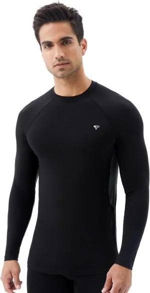 Mens Smart Thermal Base Layer - Long Sleeve Shirt with Temperature Regulation for Athletic, Hiking, Running